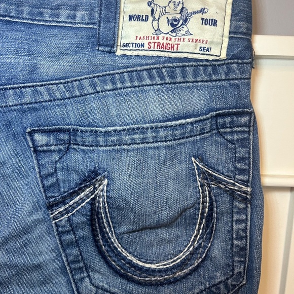 Vintage True Religion multi stitch logo straight blue jeans - Picture 6 of 14